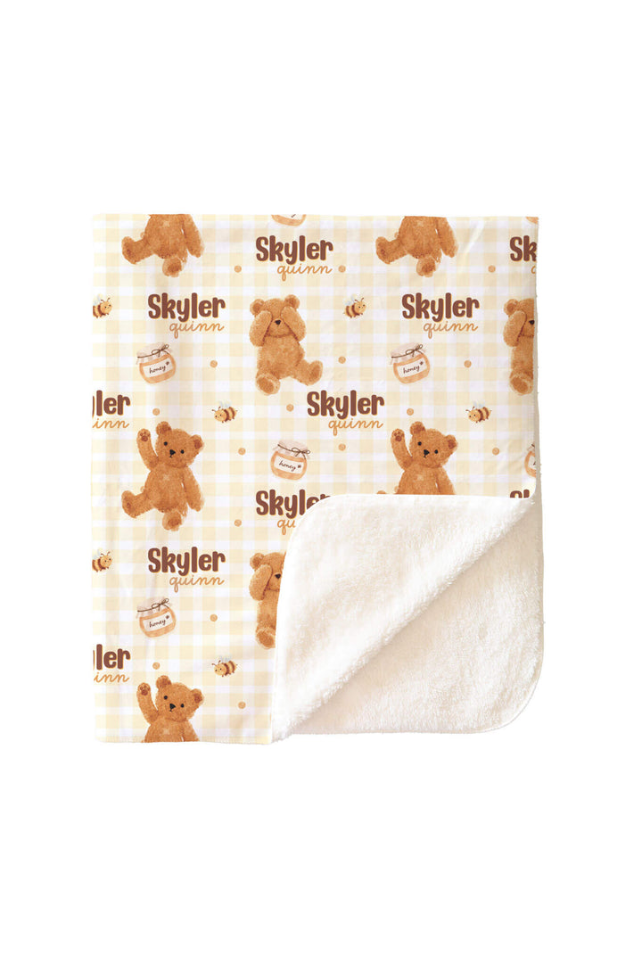 Personalized Caden Lane blanket printed with 'Skyler Quinn'