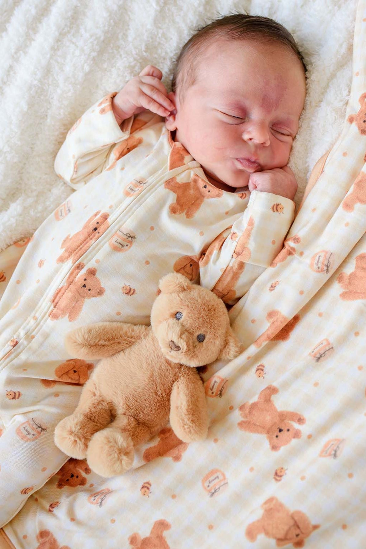 Bamboo Zipper Footie | Honey Bear