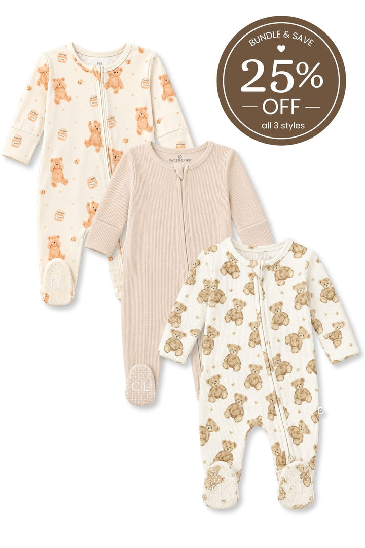Honey Bears Zipper Footie Bundle