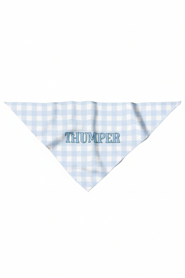 hoppy spring easter personalized pet bandana blue gingham 