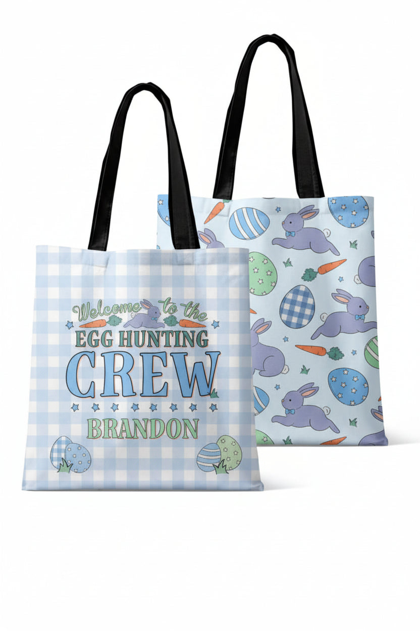 hoppy spring blue personalized tote bag for kids 
