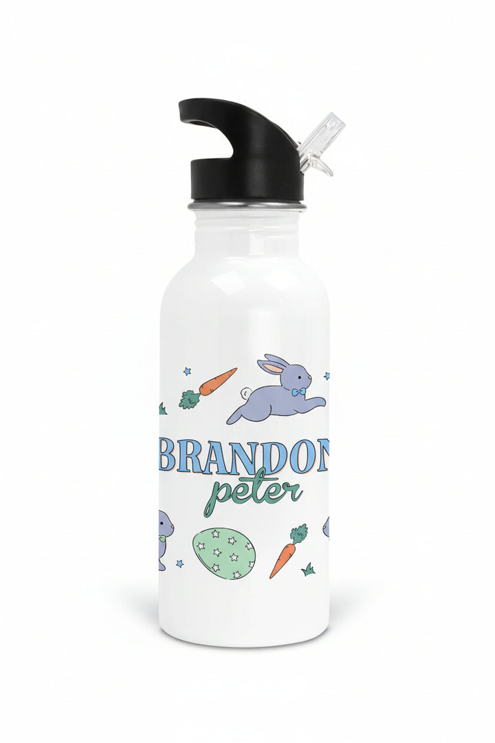 hoppy spring blue personalized water bottle
