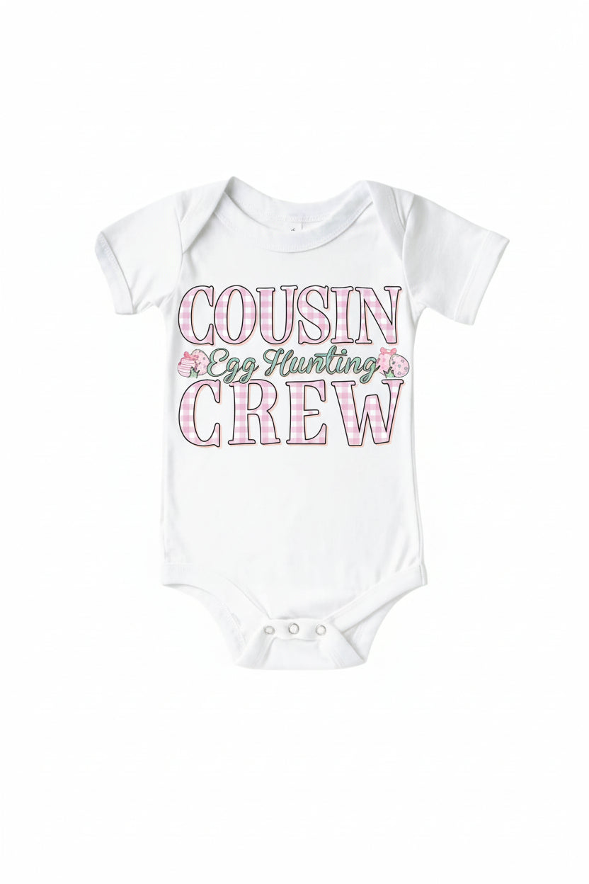 hoppy spring pink gingham easter graphic bodysuit for babies 