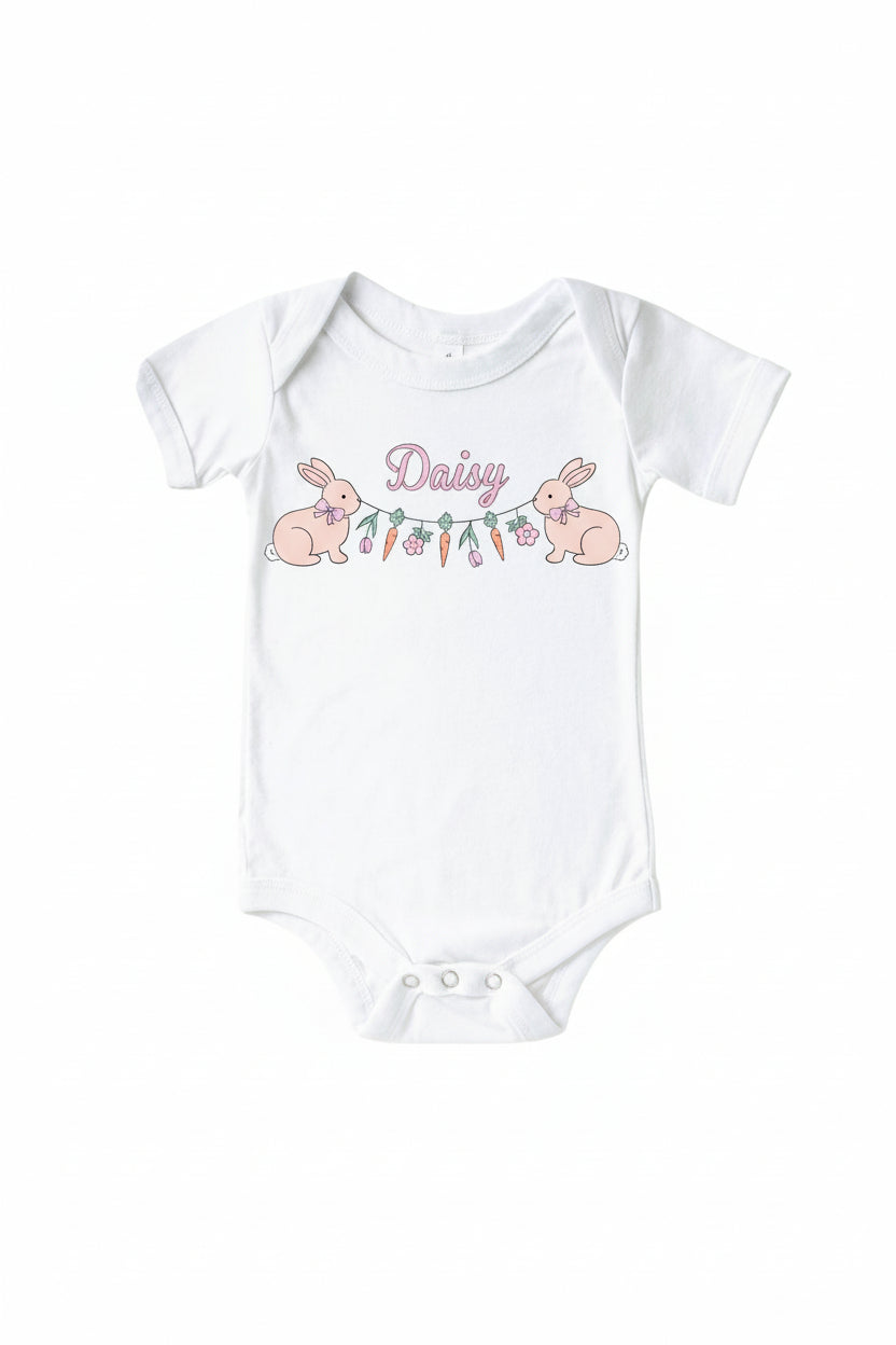 easter bunny garland personalized graphic bodysuit for babies 