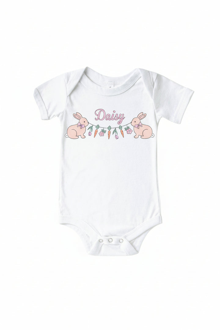 easter bunny garland personalized graphic bodysuit for babies 