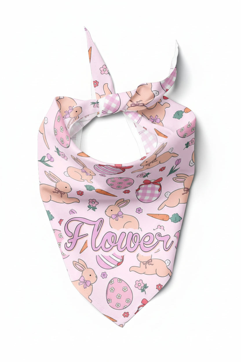 pink hoppy spring personalized pet bandana 