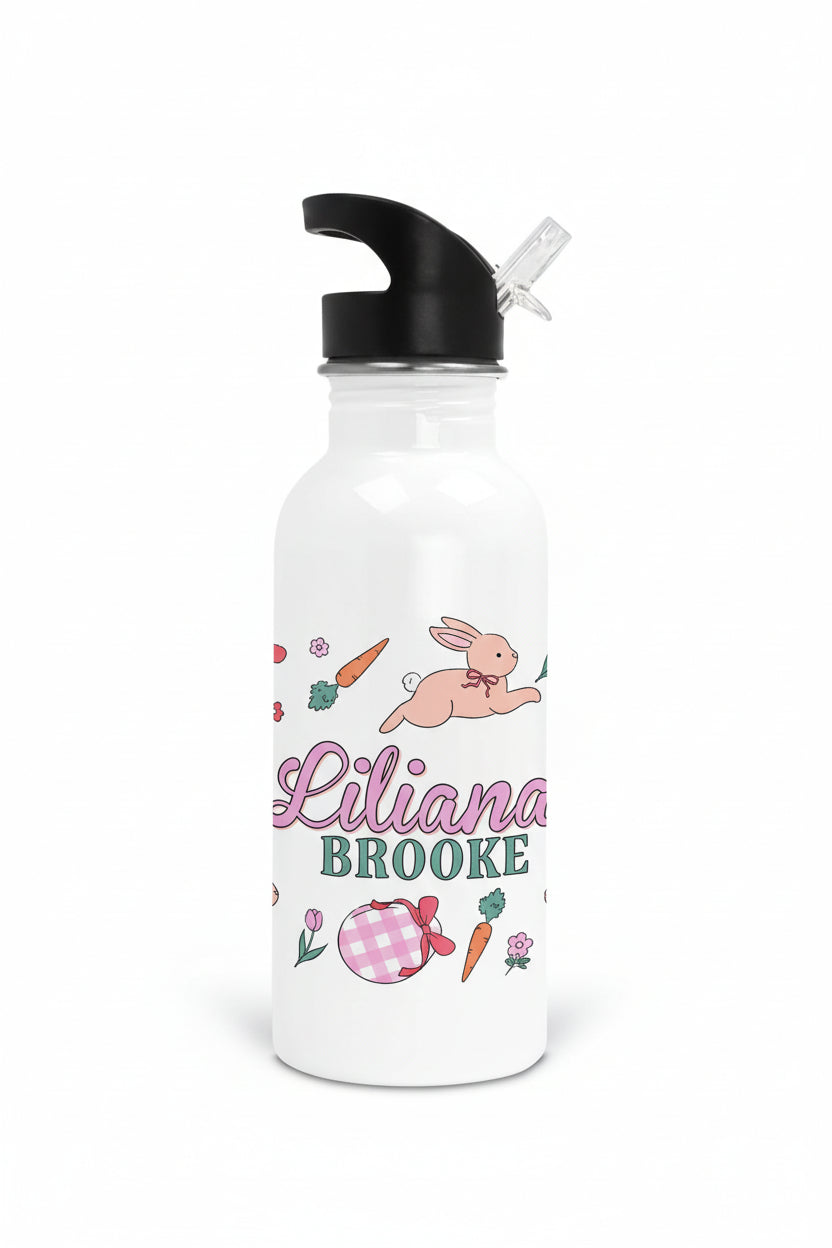 hoppy spring pink personalized water bottle