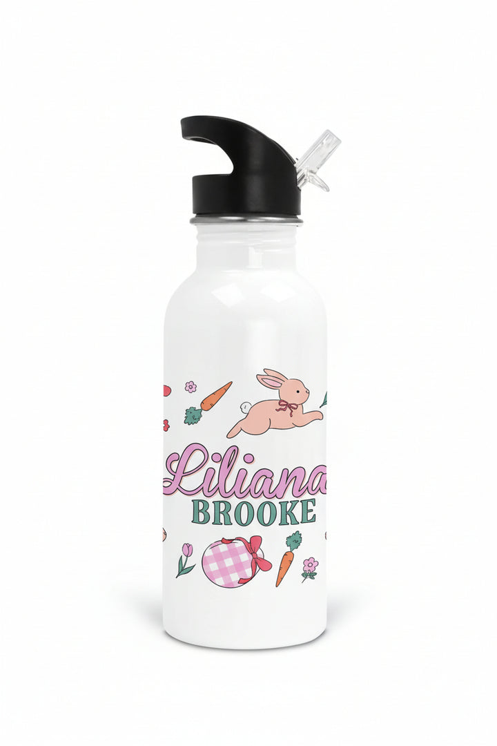 hoppy spring pink personalized water bottle