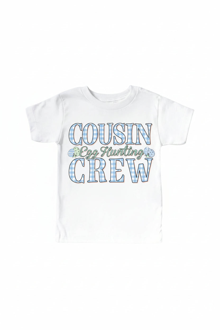 cousin egg hunting crew graphic tee for kids 