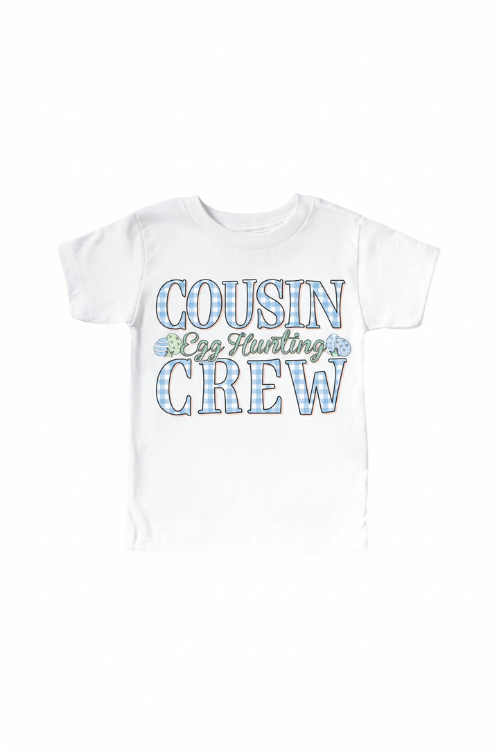 cousin egg hunting crew graphic tee for kids 