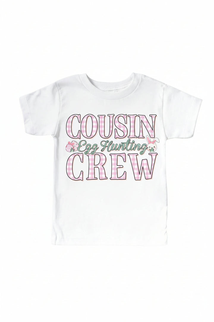 cousin egg hunting crew pink gingham graphic tee for kids 