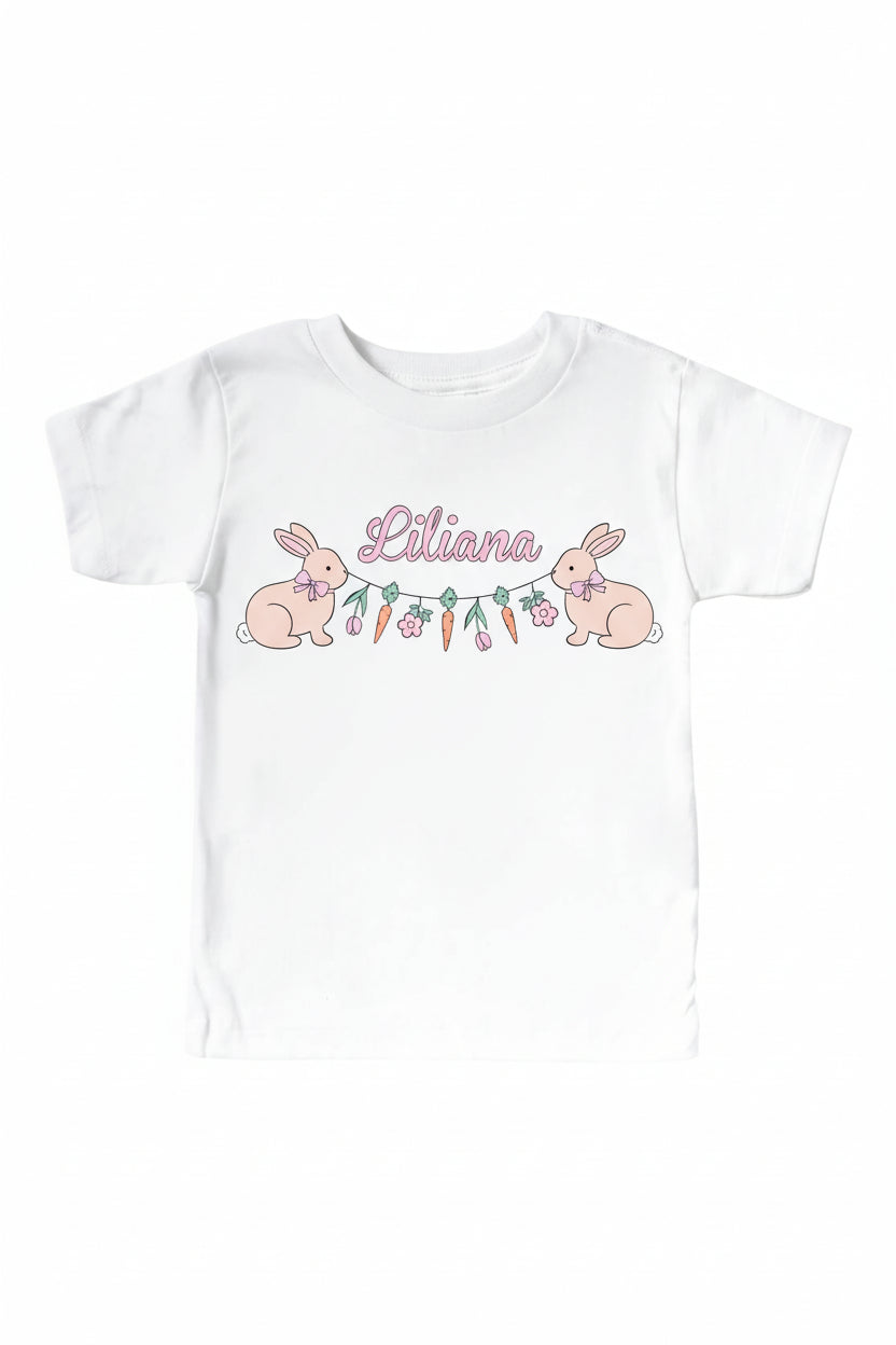 easter bunny garland graphic tee for girls 