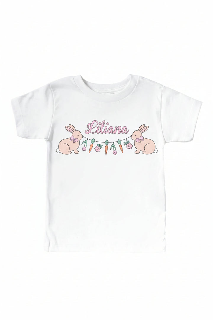 easter bunny garland graphic tee for girls 