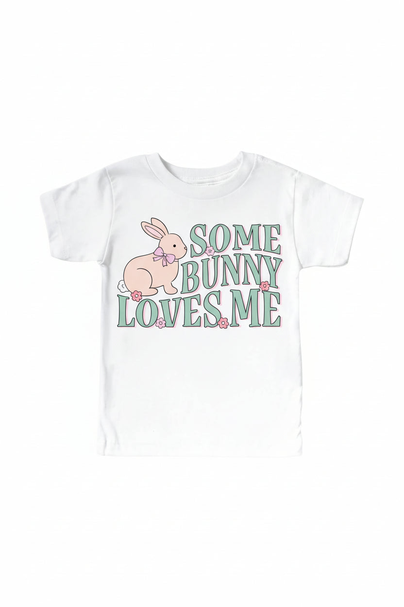 some bunny loves me graphic tee for kids 
