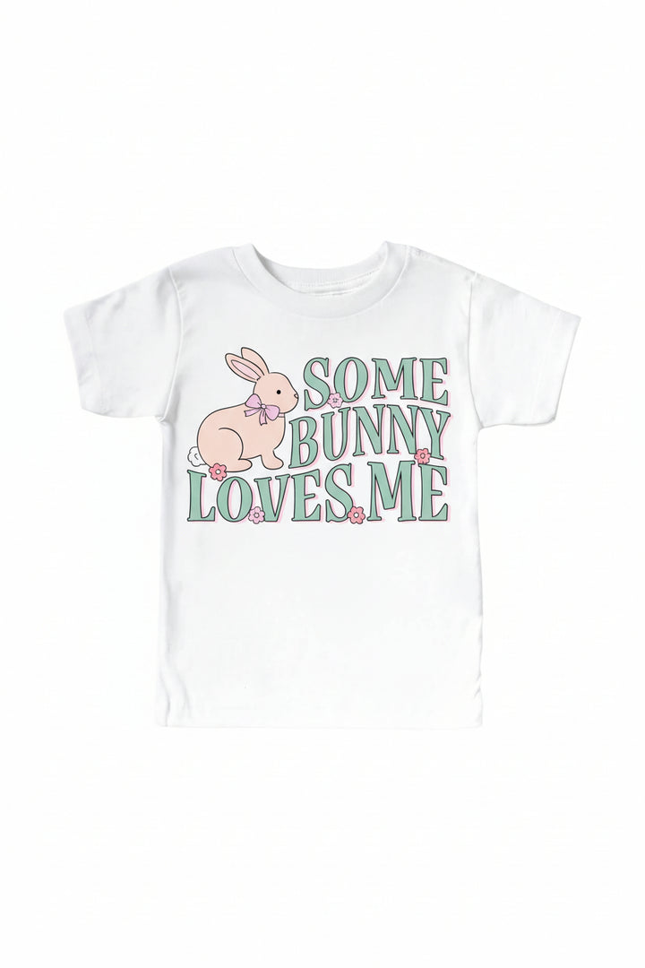 some bunny loves me graphic tee for kids 