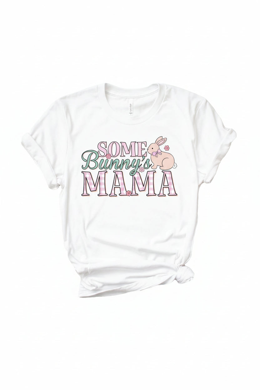 hoppy spring pink some bunny's mama short sleeve graphic tee for girls 