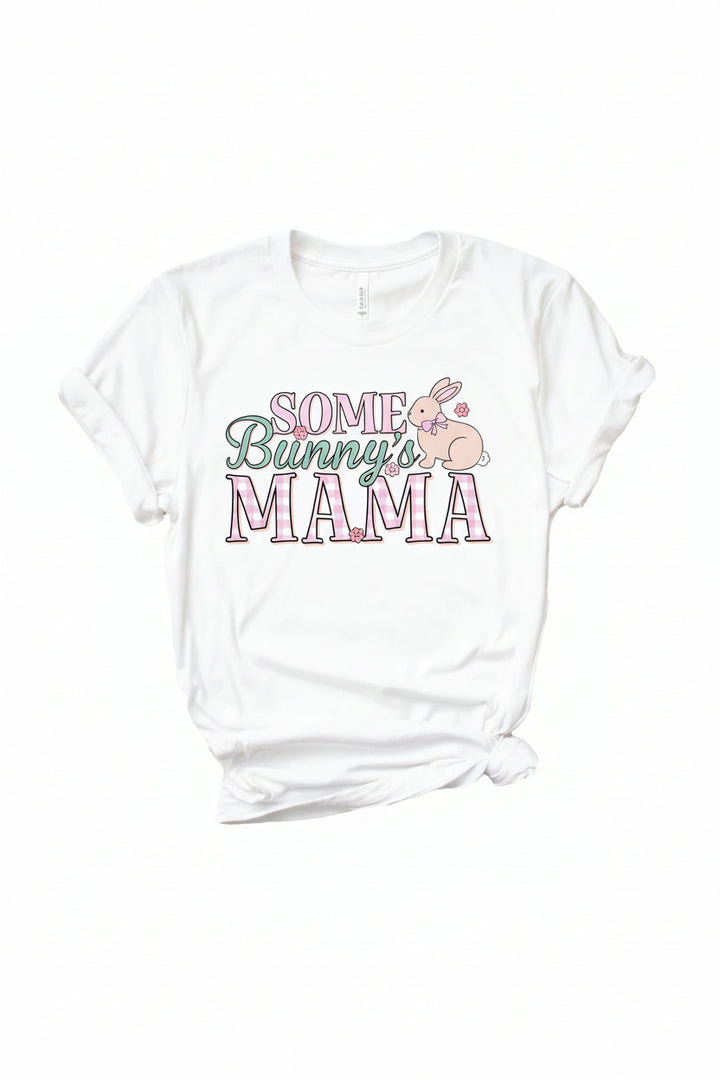 hoppy spring pink some bunny's mama short sleeve graphic tee for girls 