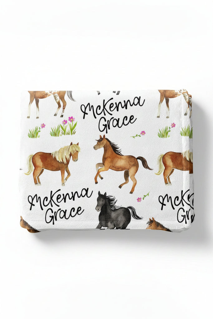 Happy Horses Personalized Blanket