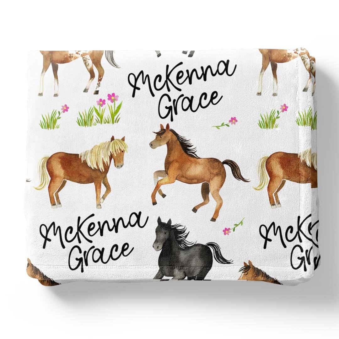 personalized blanket with horses