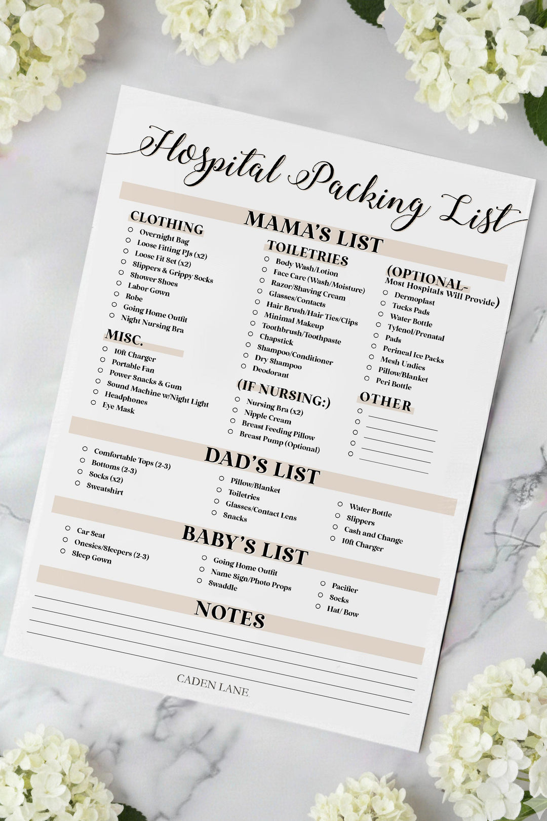 hospital bag checklist 