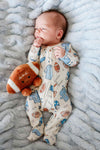 Bamboo Zipper Footie | Huddles & Cuddles Blue