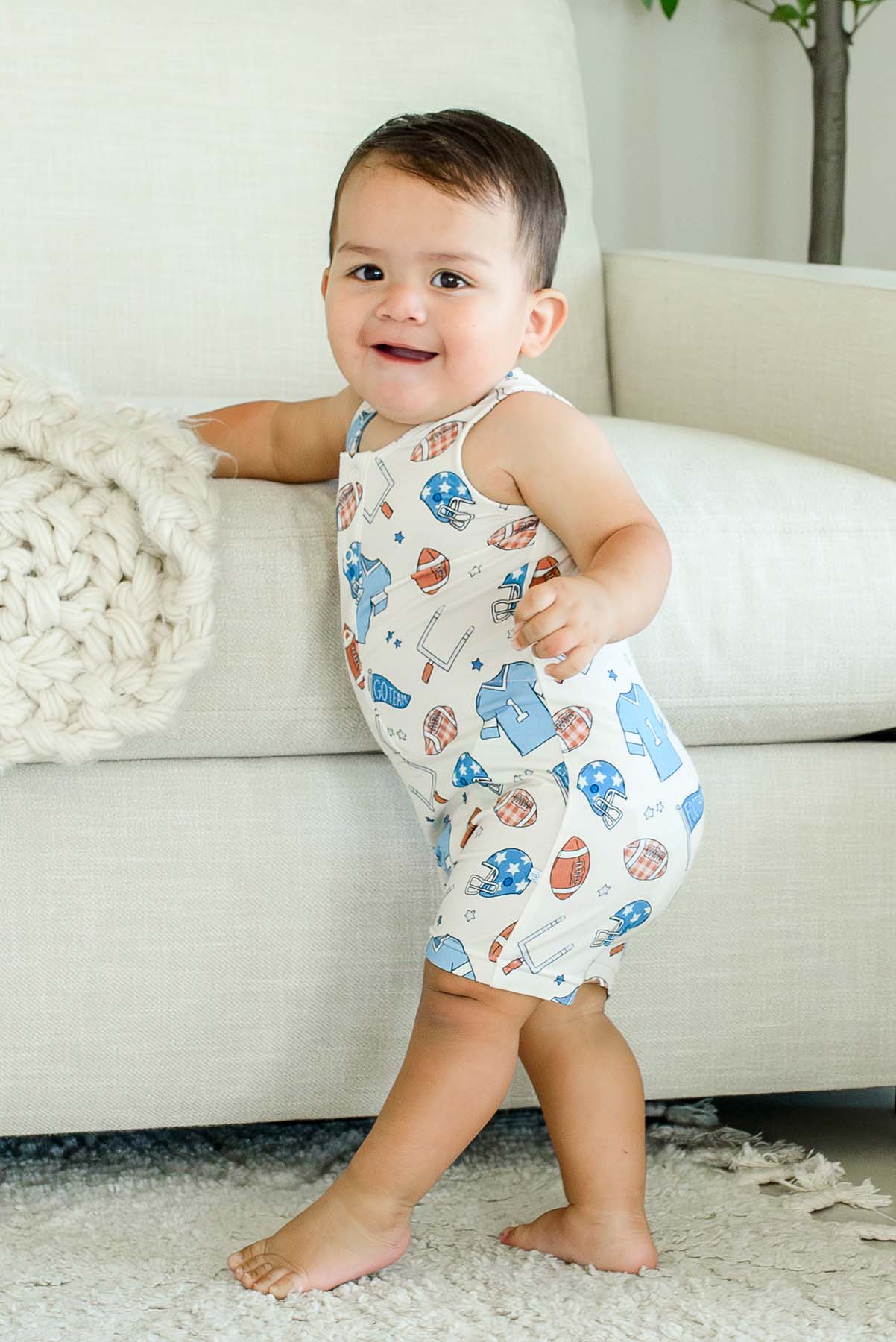 Sleeveless Snap Romper  | Huddles & Cuddles Blue