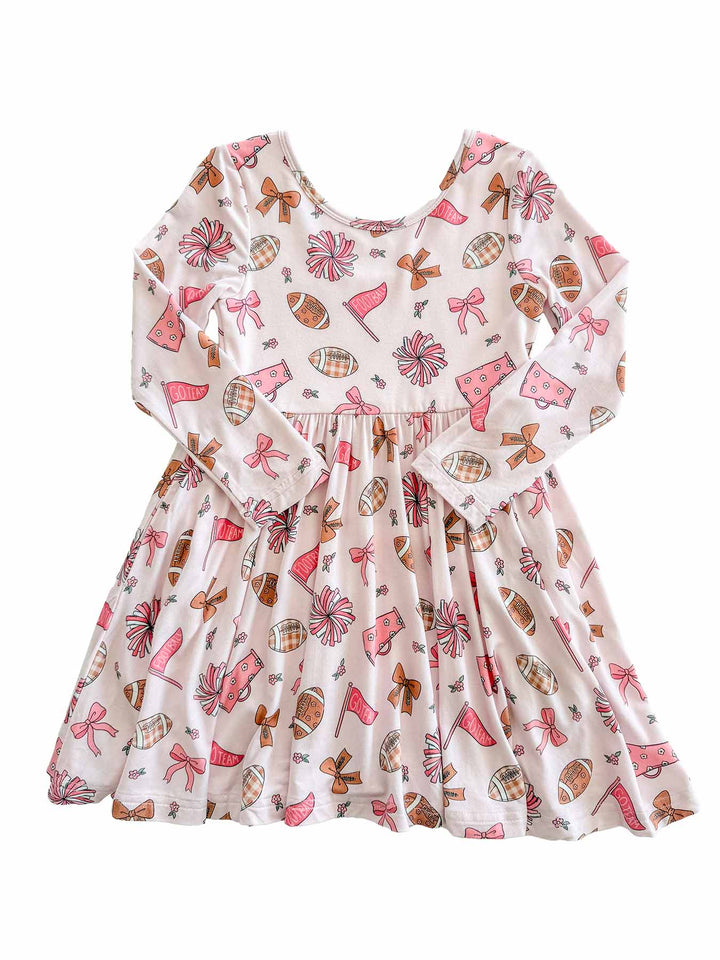 Long Sleeve Twirl Dress | Huddles & Cuddles Pink