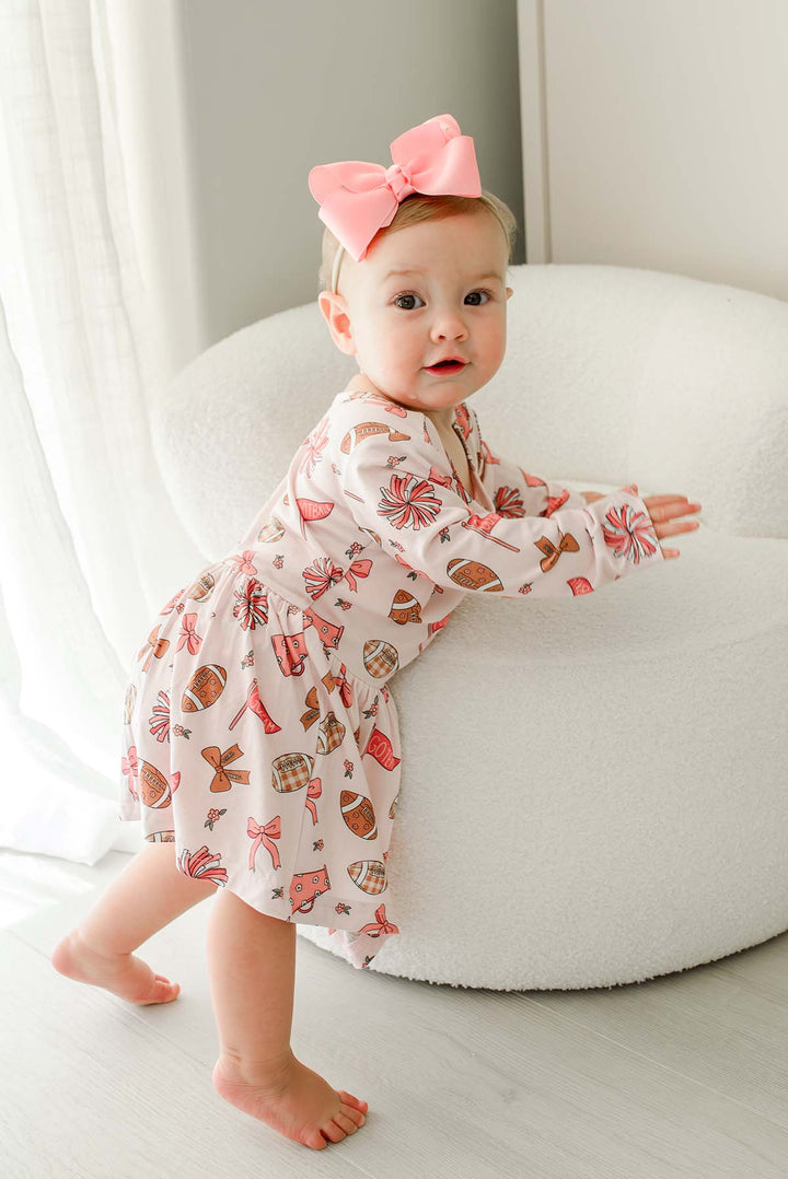 Long Sleeve Twirl Bodysuit | Huddles & Cuddles Pink