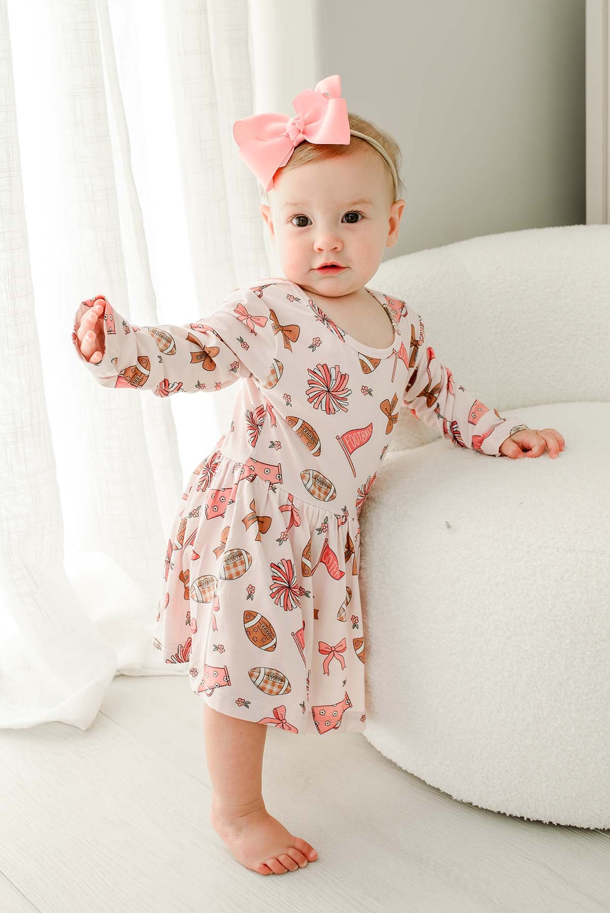 Long Sleeve Twirl Bodysuit | Huddles & Cuddles Pink
