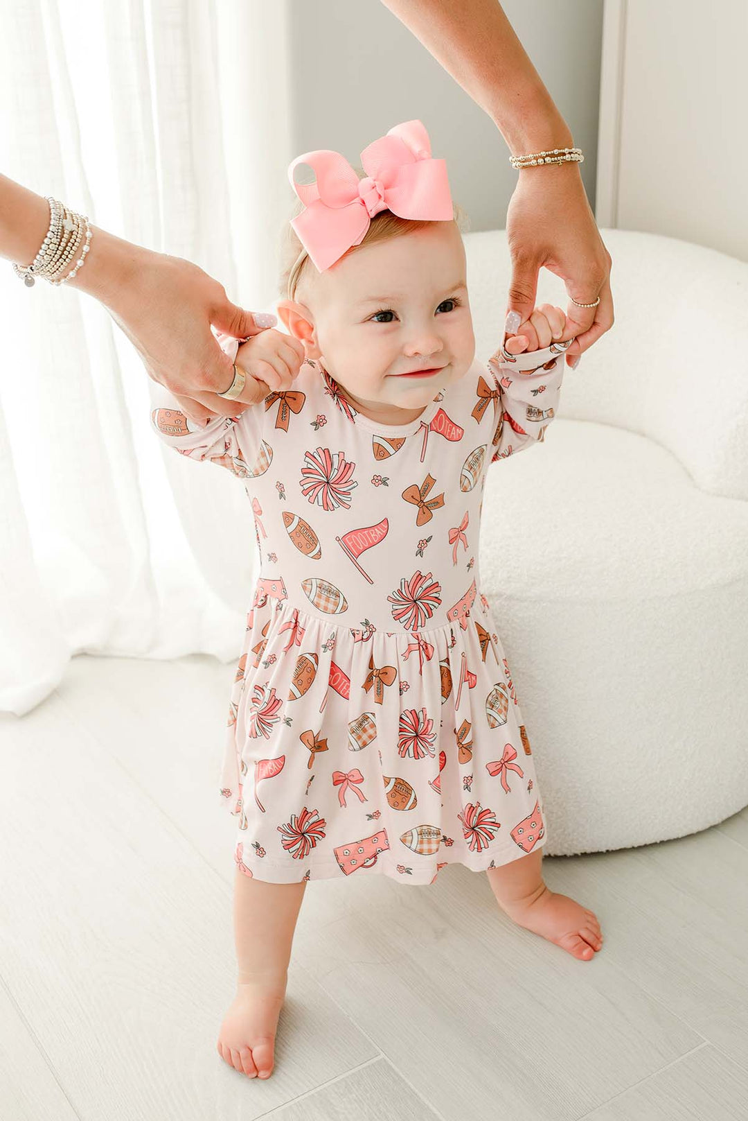 Long Sleeve Twirl Bodysuit | Huddles & Cuddles Pink