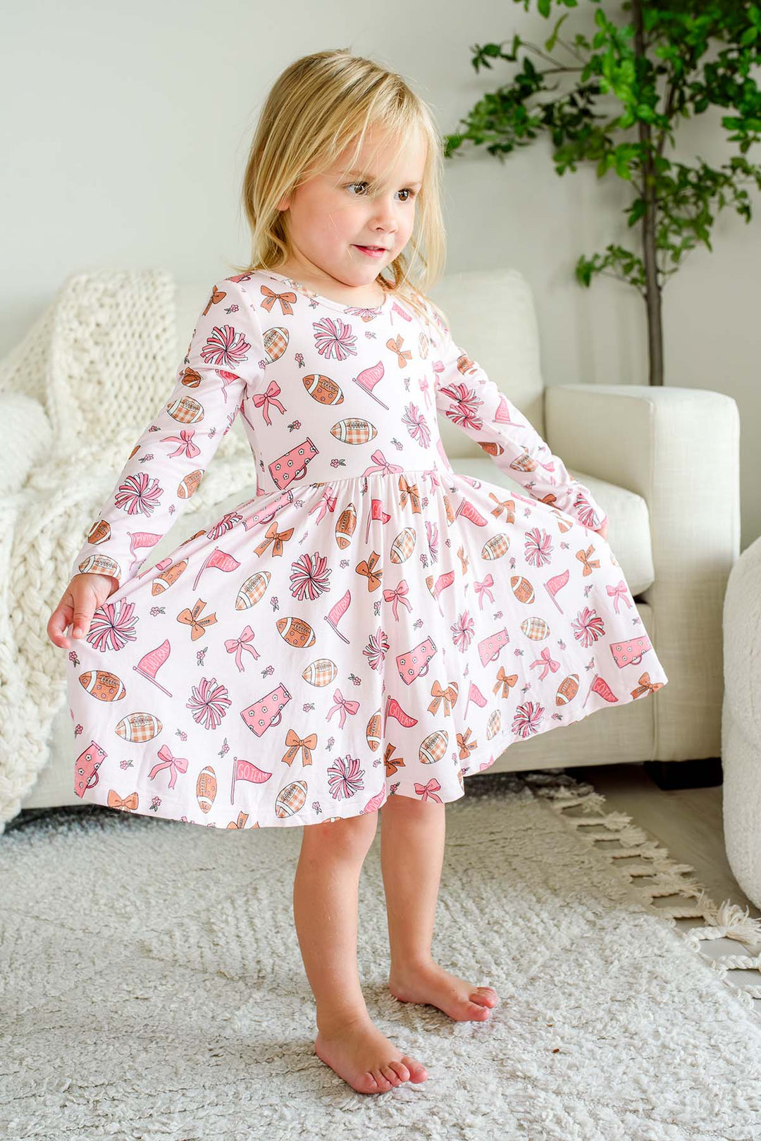 Long Sleeve Twirl Dress | Huddles & Cuddles Pink