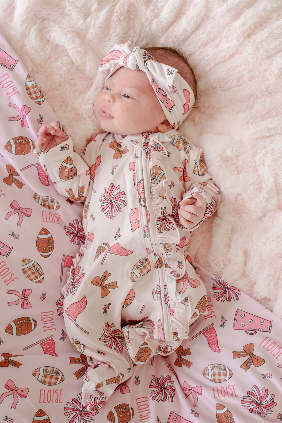 Ruffle Zipper Bamboo Footie | Huddles & Cuddles Pink