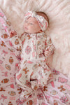Ruffle Zipper Bamboo Footie | Huddles & Cuddles Pink