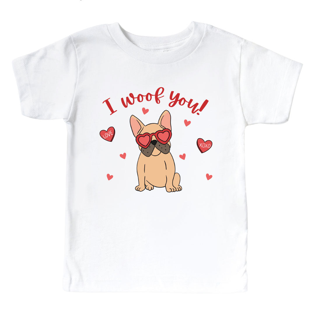 kids valentine's day graphic tee with french bulldog 