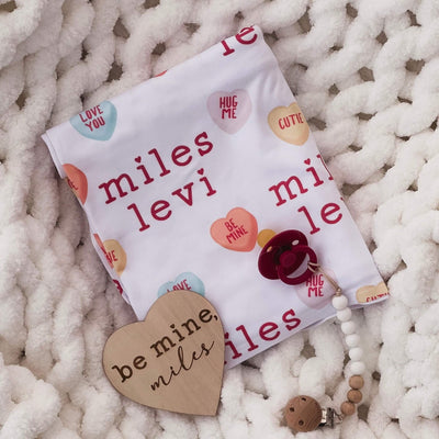valentine's hearts personalized swaddle 
