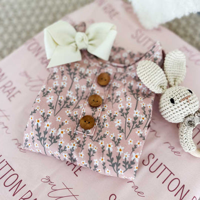 Weslie's Wildflower Newborn Baby Knot Gown & Hat Set
