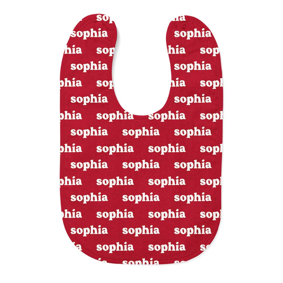 personalized baby name bib indiana red