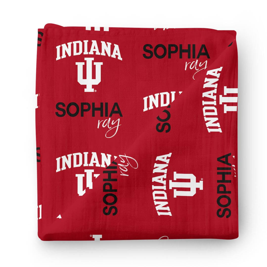personalized swaddle blanket indiana university red 