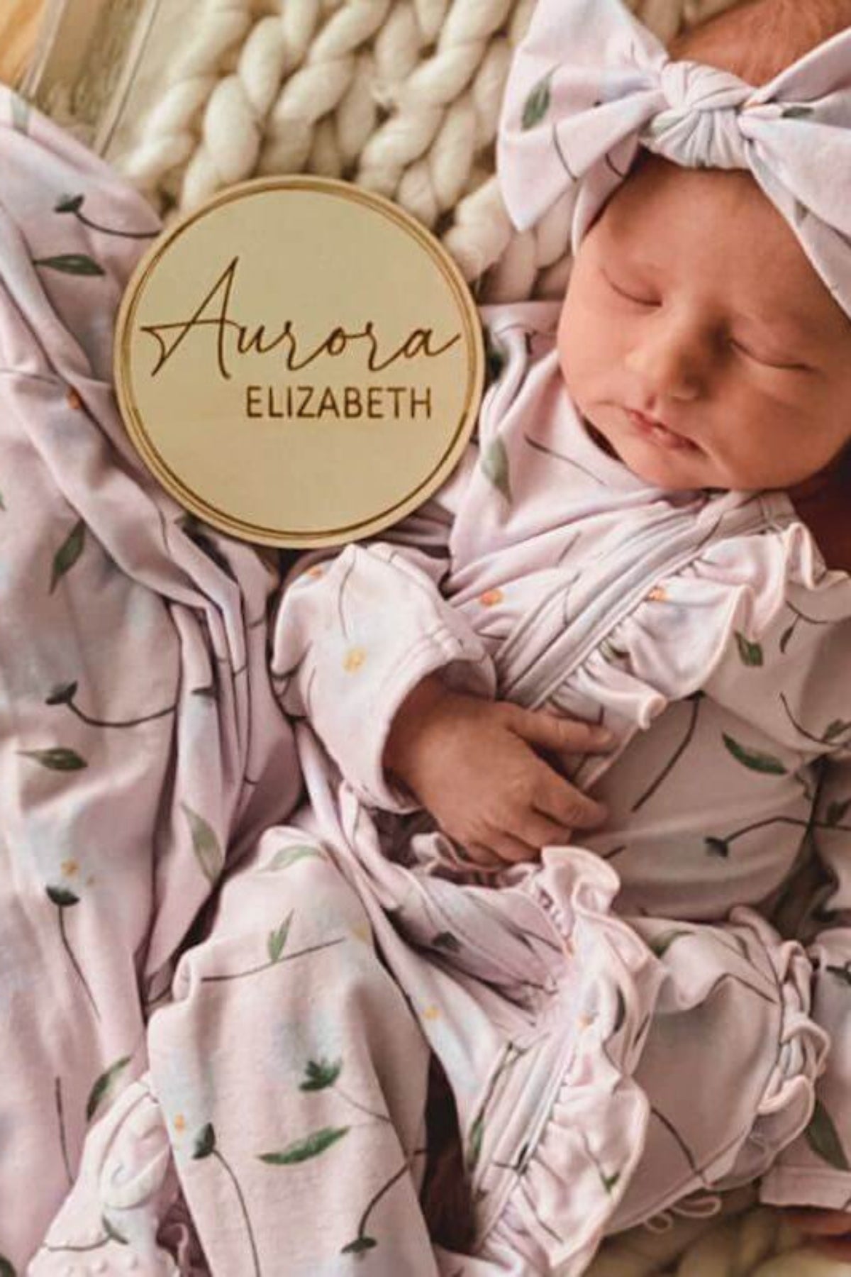Personalized Baby Name Wood Announcement | Circles