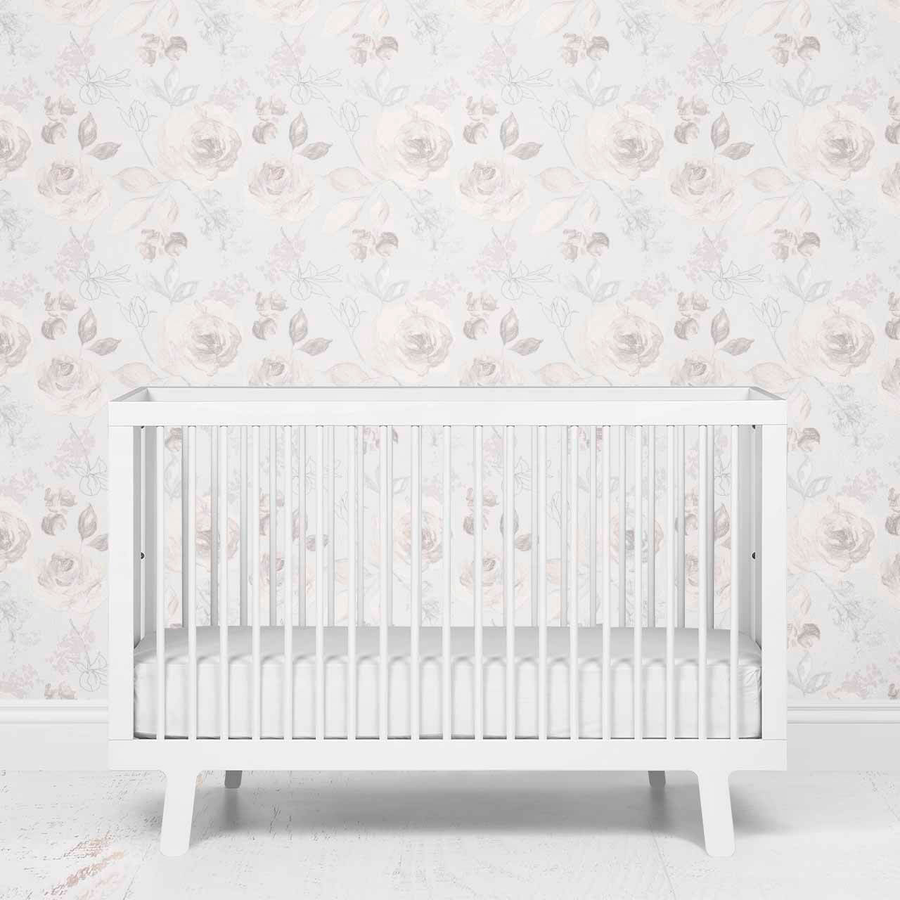 ivory floral nursery wallpaper