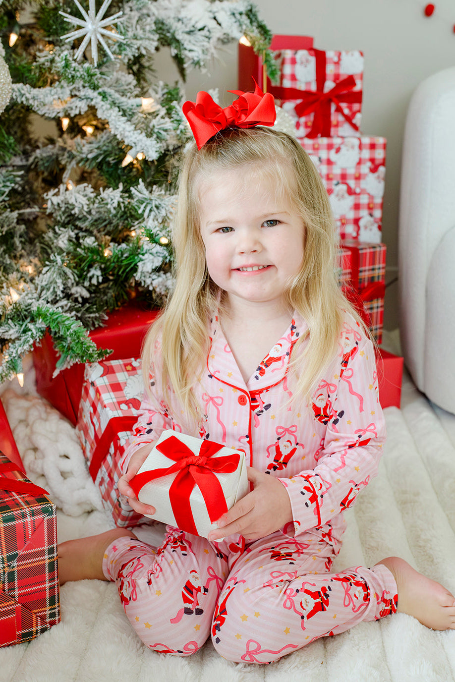 Girls' Christmas Two-Piece Flare Lounge Set | Jolly Ribbons