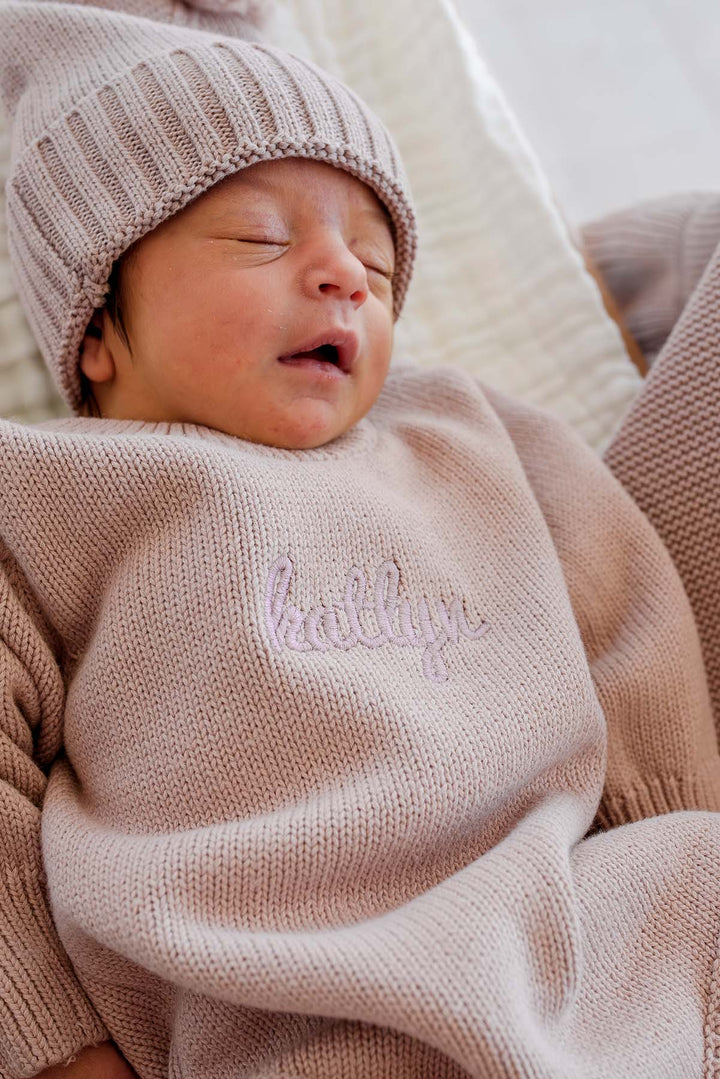Embroidered Knit Sweater Bubble Romper |  Iris