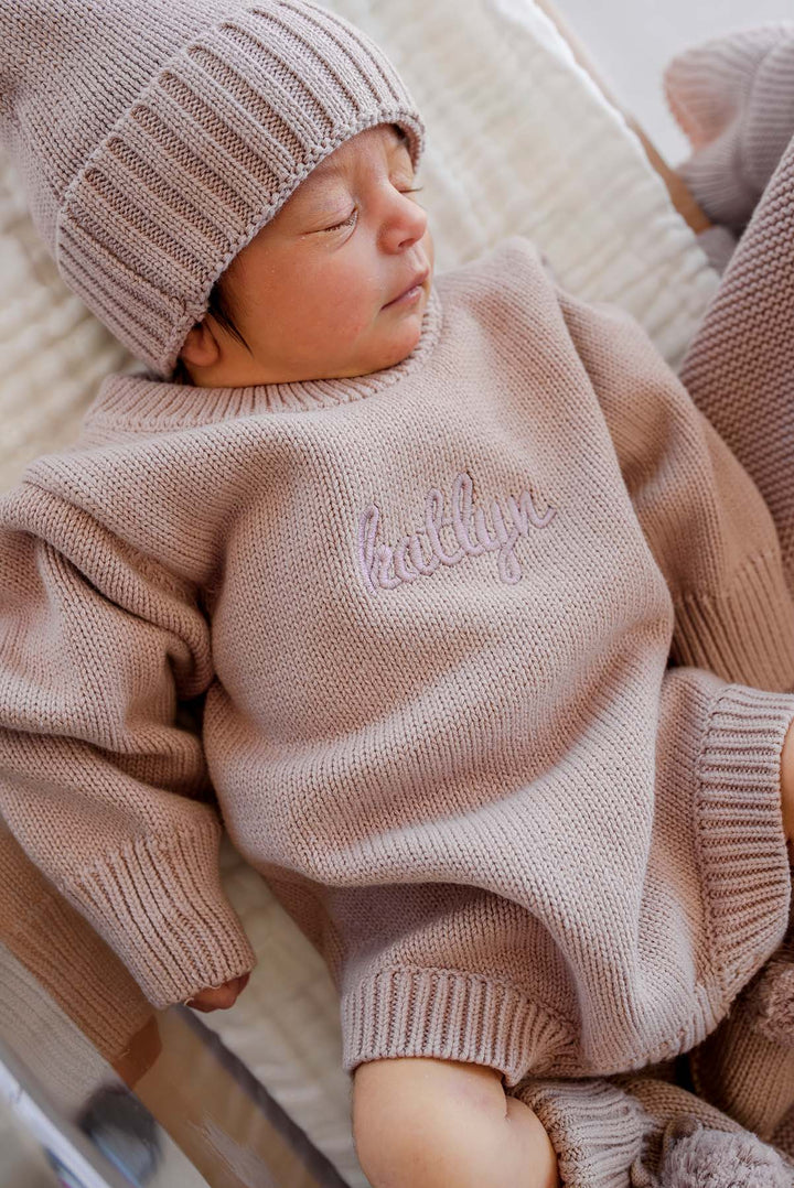 Embroidered Knit Sweater Bubble Romper |  Iris