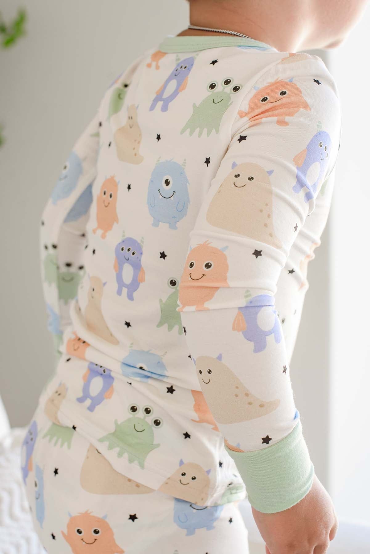 Two-Piece Bamboo Pajamas | Mini Monsters Blue