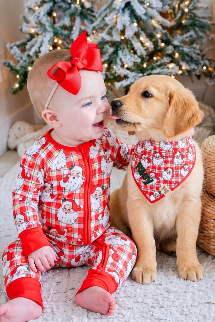 Christmas Bamboo Convertible Zipper Romper | Cozy Claus