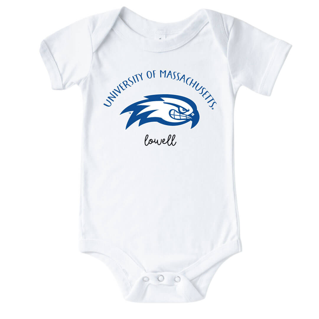 umass lowell graphic bodysuit for babies 