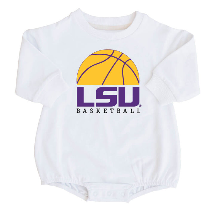lsu basketball graphic bubble romper for babies