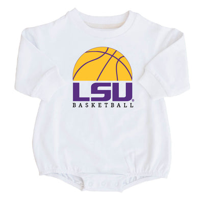lsu basketball graphic bubble romper for babies