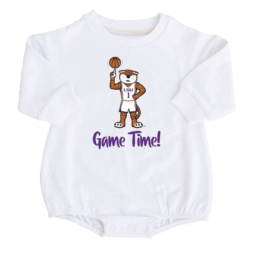 lsu game time basketball graphic bubble rompers for babies 