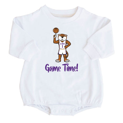 lsu game time basketball graphic bubble rompers for babies 